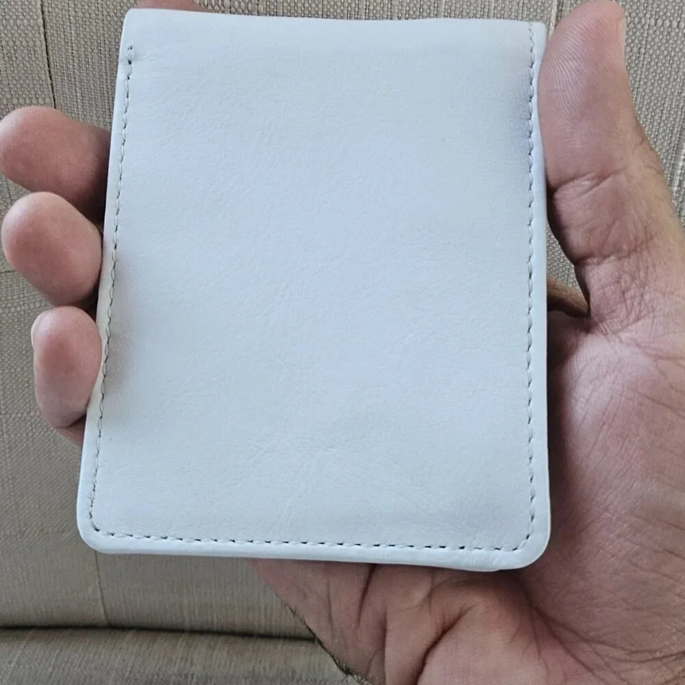 Handmade Wallet White Genuine Leather Bifold Card Holder Moneyfold Purse - Picture 11 of 11